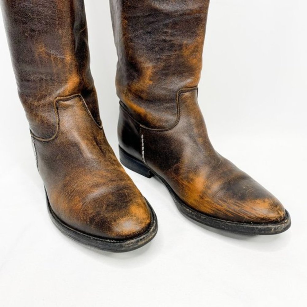 MAISON MARGIELA Distressed Leather Riding Boots Unisex